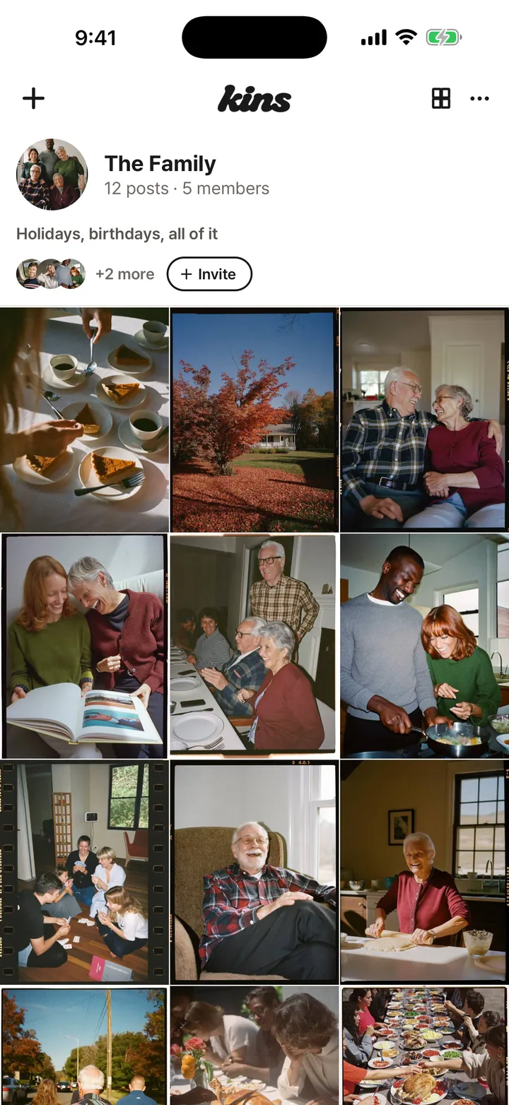 An album in Kins. The photo-strip icon sits at the top right.