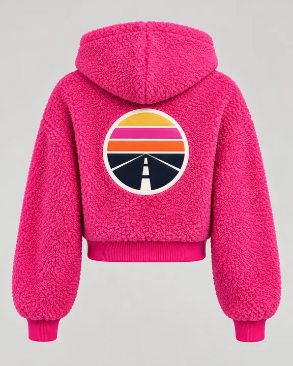 Hypewayフラッフィージップパーカー — ホットピンク