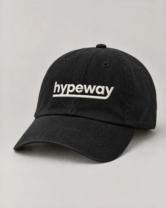 Hypewayワードマークキャップ — ブラック